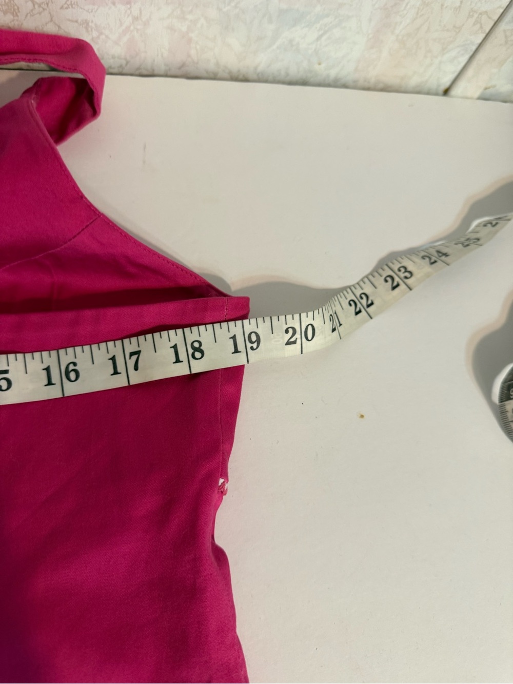 Island Republic fuschia pink halter top with white stitching detailing. Summer - Picture 7 of 8